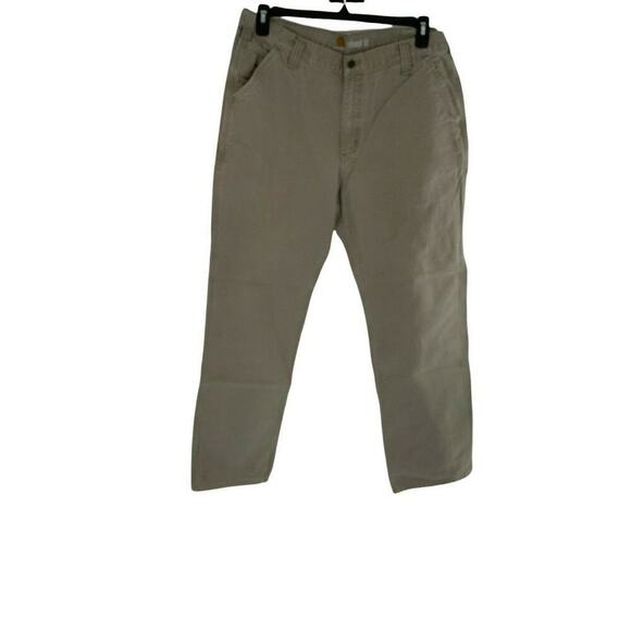 Carhartt Washed Duck Pants Mens Size 38X30 Relaxed Fit Padded Knee Pockets Khaki - Picture 1 of 10